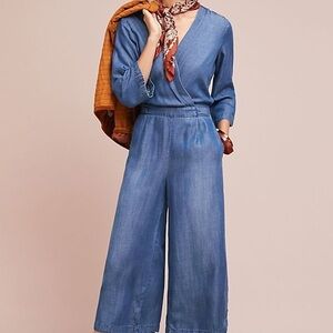 Cloth & Stone Chambray Blue Jumpsuit
